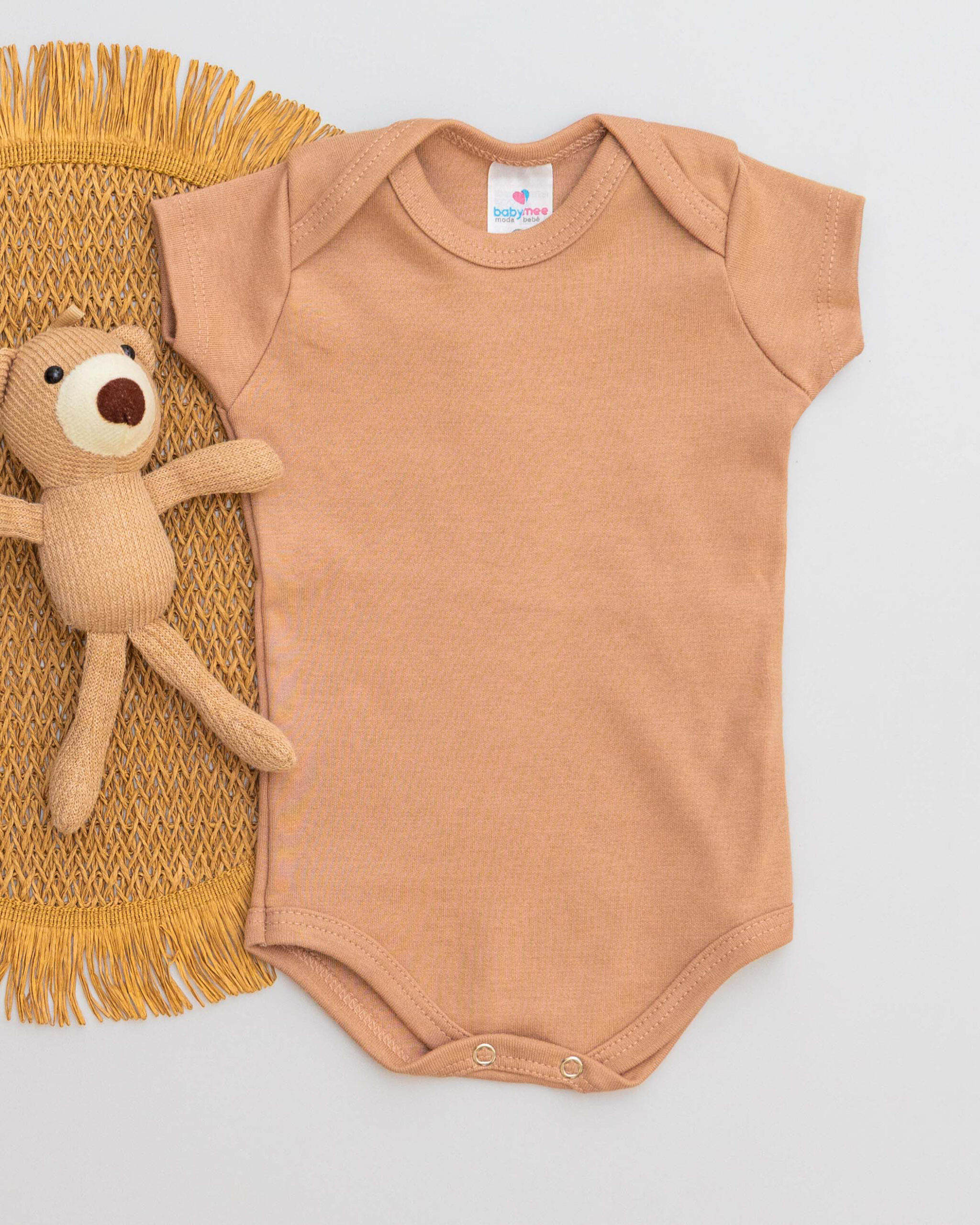 Body 100% algodão suedine unissex na cor doce de leite